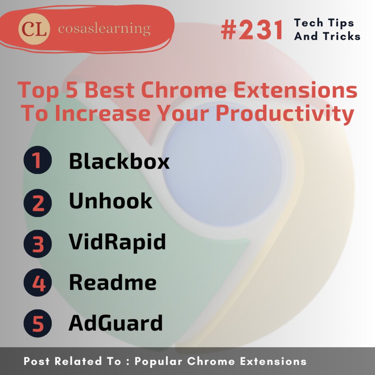CosasLearning's tweet photo. Top 5 Best Chrome Extensions To Increase Your Productivity | Cosas Learning | Tech Tips & Tricks #231
#cosas #tools #tool #cosaslearning #techtipsandtricks #tech #ai #ArtificialIntelligence #aitools #chromeextensions #vidrapid #blackbox #unhook #readme #adguard https://t.co/rnEbLZAMSs
