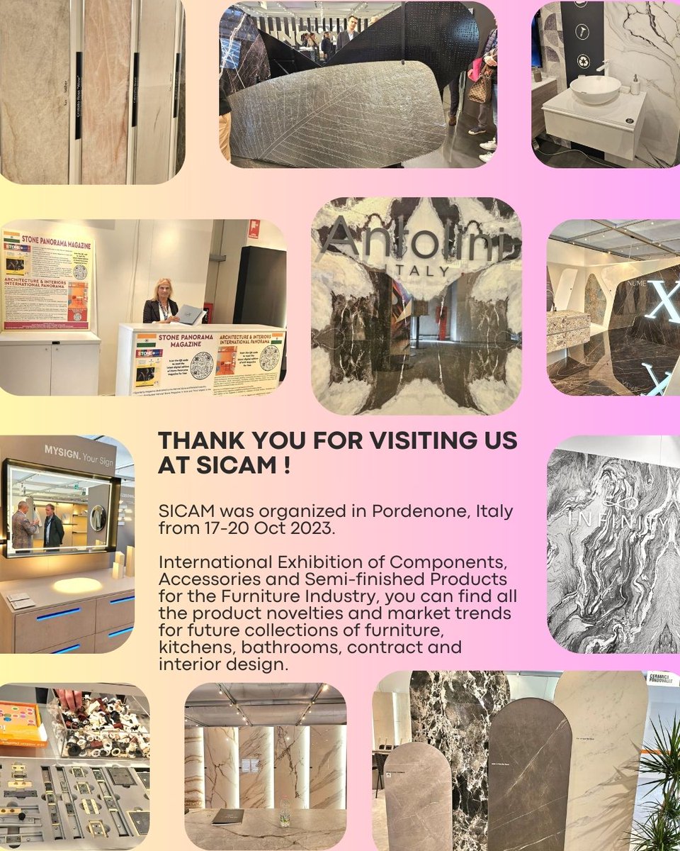 StonePanorama's tweet image. Thank you for visiting us at Sicam !

SICAM was organized in Pordenone, Italy from 17-20 Oct 2023.

#italy #pordenone #italianmarble #italianfurniture #furniture #laminates #quartzsurfaces #india #design #designer #architect #interiordesigner #art #artofinstagram