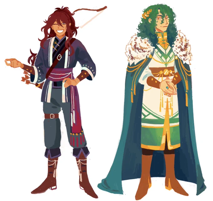 some outfit designs! yuli's cori, and my ismoli, the god of kings. 