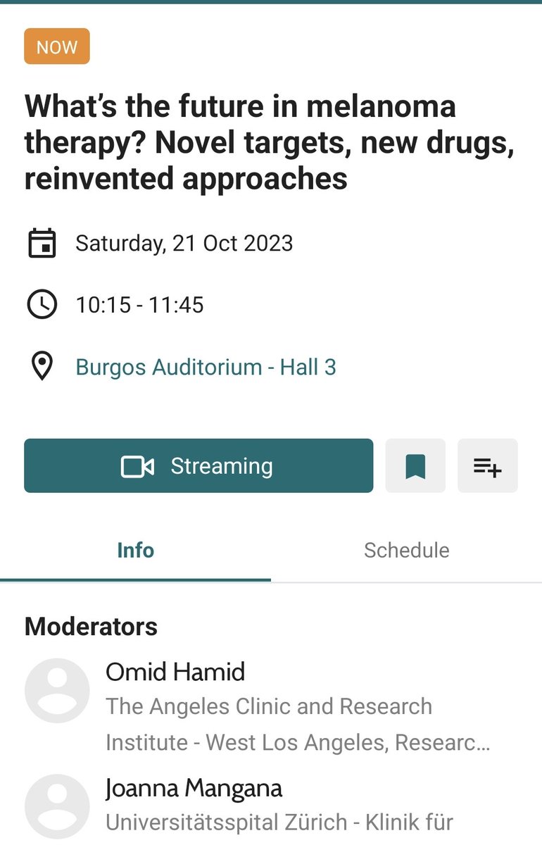 TeresaSAmaral's tweet photo. The #future in #melanoma therapy! The session is just starting. Join us here.
#ESMO23 #melanoma #immunotherapy #targetedtherapy
#RyanSullivan @OmidHamidMD @inespiresilva 
@myESMO https://t.co/2bpIJkpQ8R