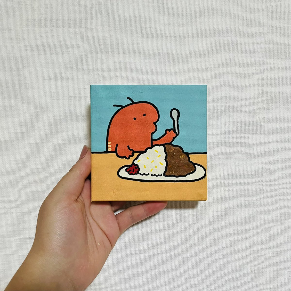 「後半の「夜ごはん」の原画です えっびっが好き勝手食べてます」|伊豆見のイラスト