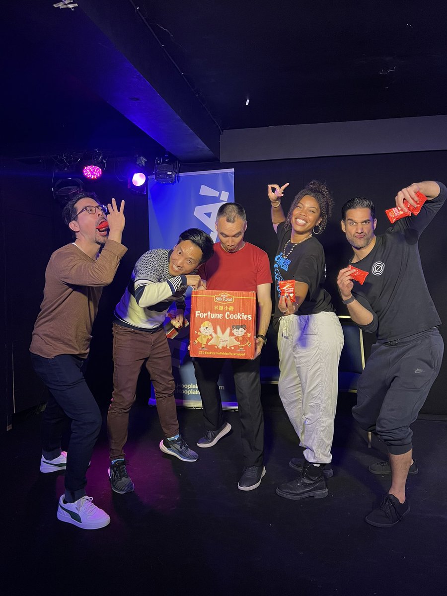comediasians's tweet photo. 🥠 Lucky us! We had the great fortune of playing 'Lines from a fortune cookie' at @hooplaimpro's Mixer. 

🎟️ Next show Sunday 22nd Oct! Don't miss 'Every Rumour Every Asian All At Once' - our double bill with @rumourvilleimprov at @camdencomedy. Ticket link in bio! 

#AsianComedy https://t.co/iFrpubJeP5