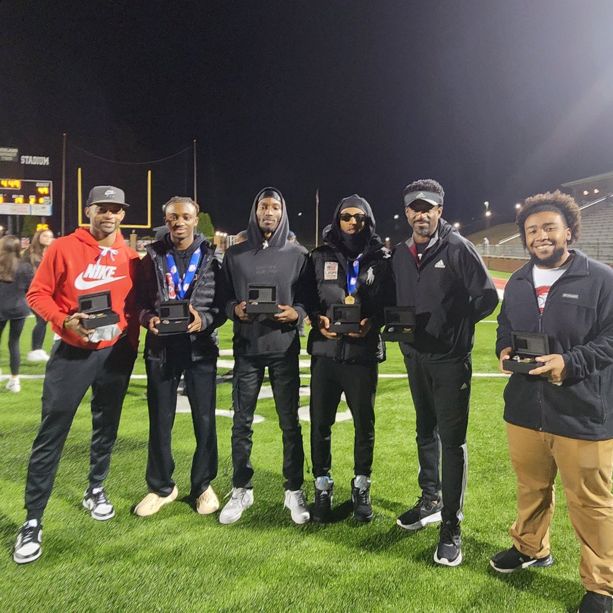 WWREDHAWKTRACK's tweet photo. My Boys 4-A 4x100m Relay team got their State Champions hardware last  #westwood @WHSRedhawks https://t.co/Yq74VjjRlE