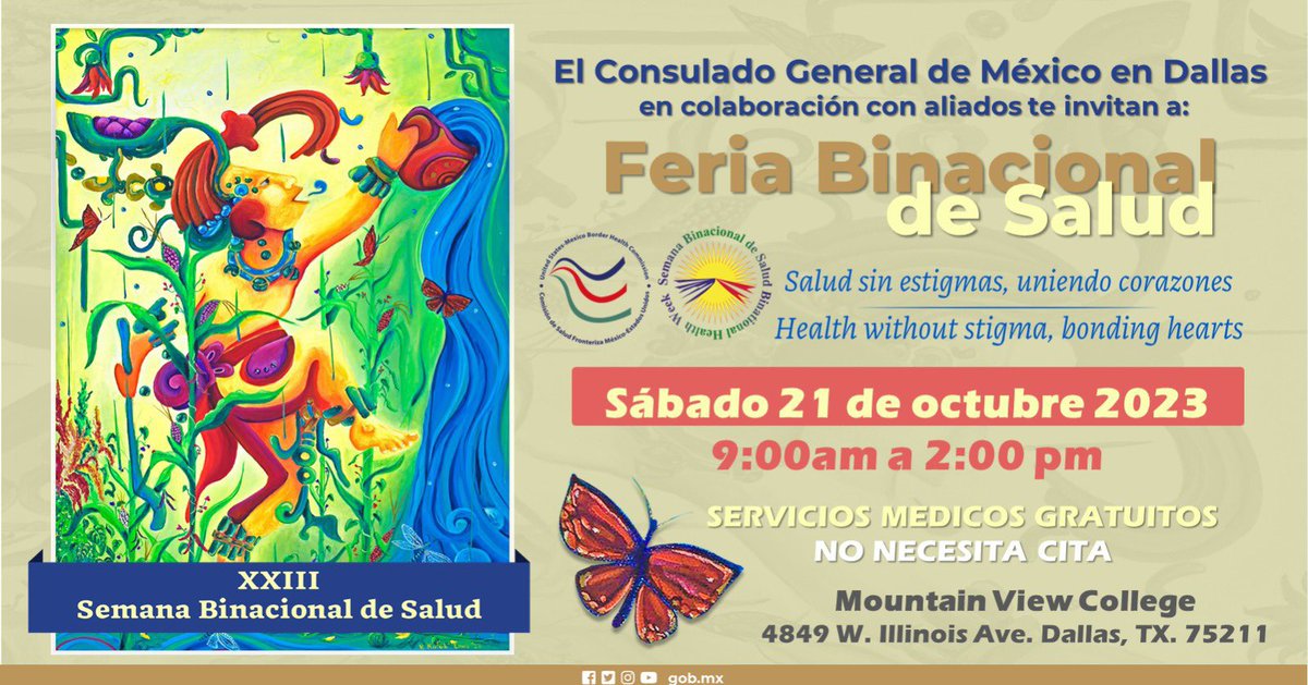fdelatg's tweet photo. Te esperamos hoy con toda tu familia de 9am a 2pm @mountainview_dc en la Feria Binacional de Salud
Exámenes gratuitos:
Oído 
Vista
Masa corporal
Glucosa
Cancer de piel
VIH
Vacunas 💉vs Flu y COVID-19

@ConsulMexDal #VDSDallas @IME_SRE + aliados @UTSWNews @dallascollegetx https://t.co/YIjnFJEiZj