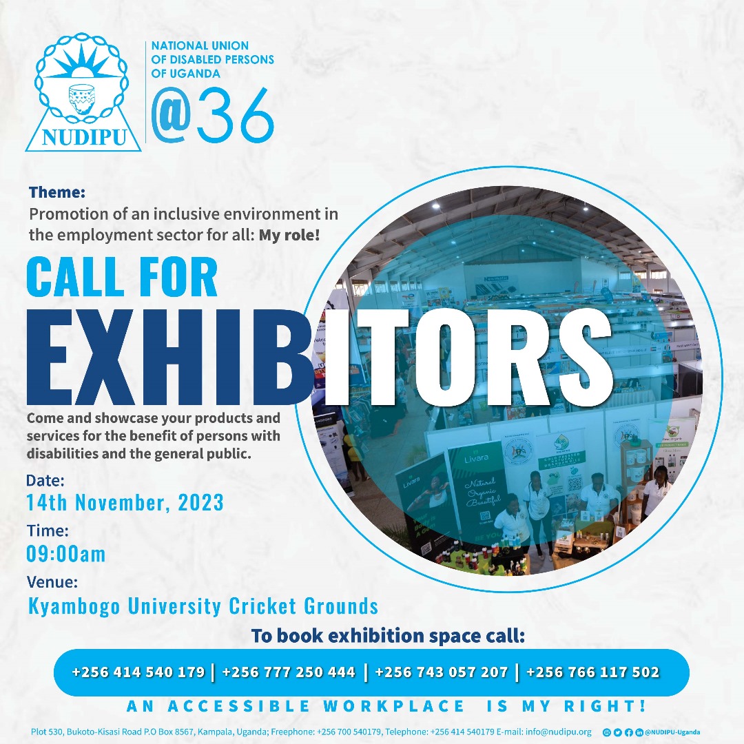 📣 📣 14th November 2023: We will be marking 36 years of existence. Come be part of this memorable event. To exhibit please call the numbers on the poster. @albinismumbrell @UNADeaf @UNAPD @DailyMonitor @Mglsd_UG @NaffeTusobola @DhfUganda @ShowAbilitiesUg @RobinahNabanja_