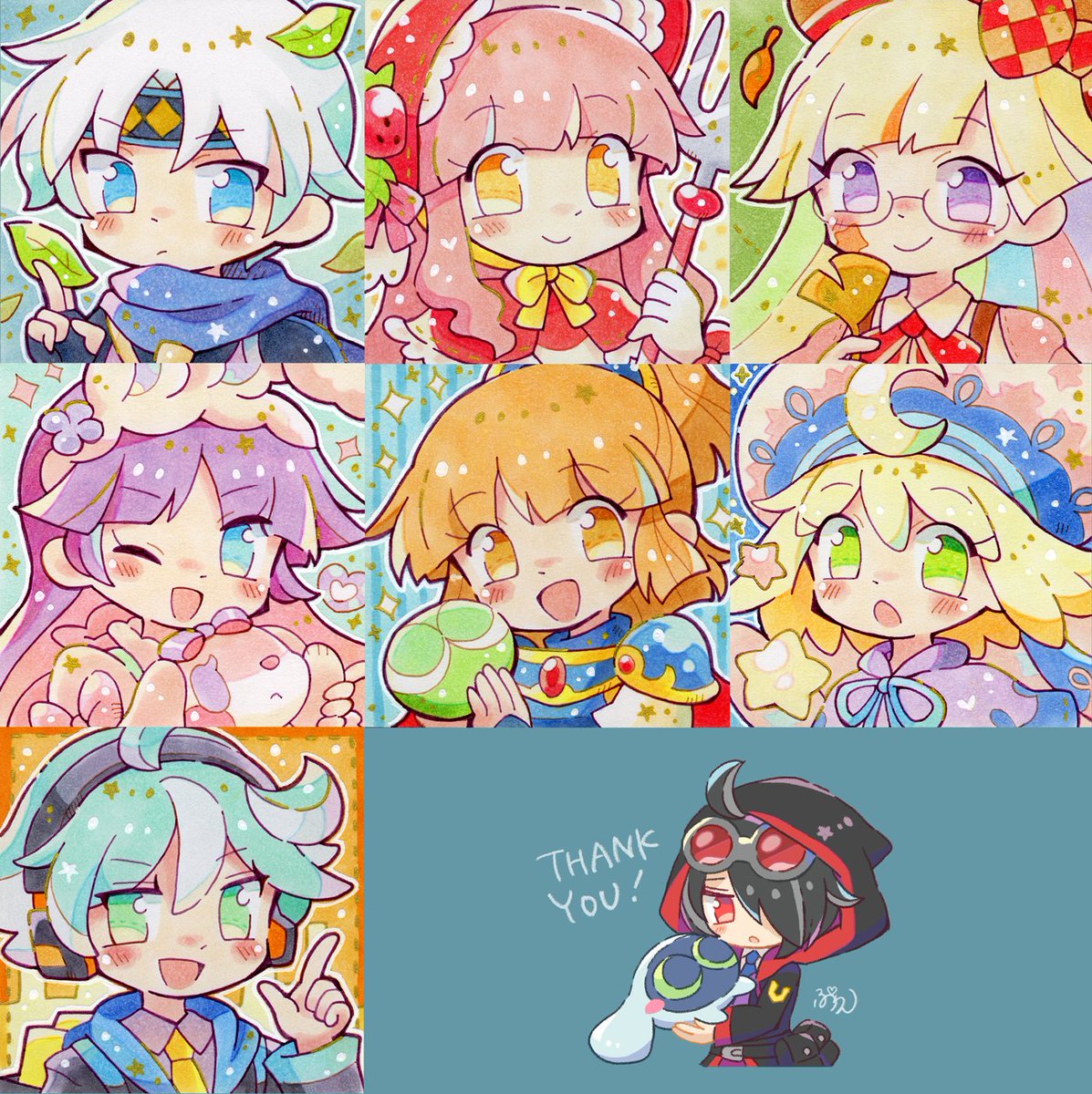 先日描いた色紙のイラストまとめましたー🙌お迎え下さった方々