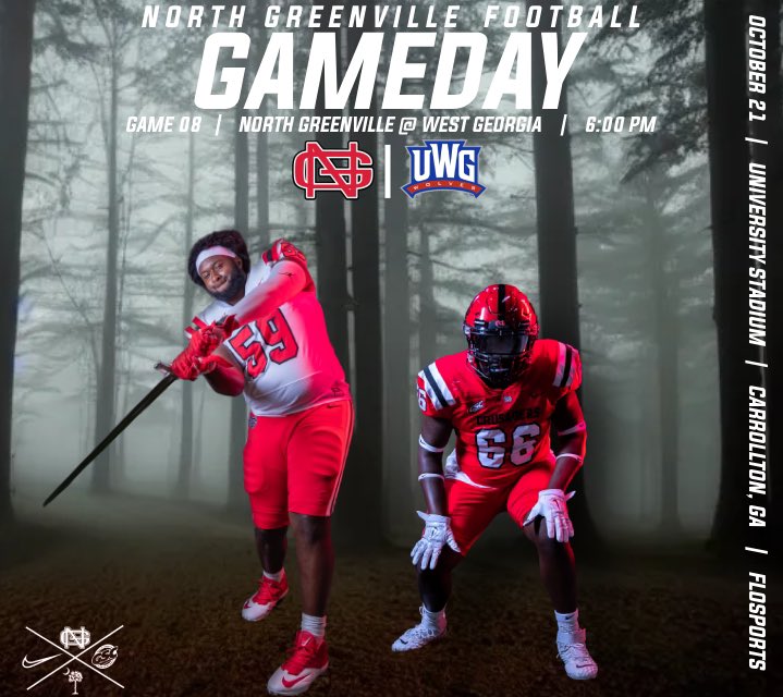 NGUFootball1's tweet photo. On the road one final time‼️

West Georgia
📍Carrollton, GA
⏰6:00 PM
🏟️University Stadium
📺FloSports

#RiseUp | #CRU24DERS https://t.co/gkOWu5n6Ec