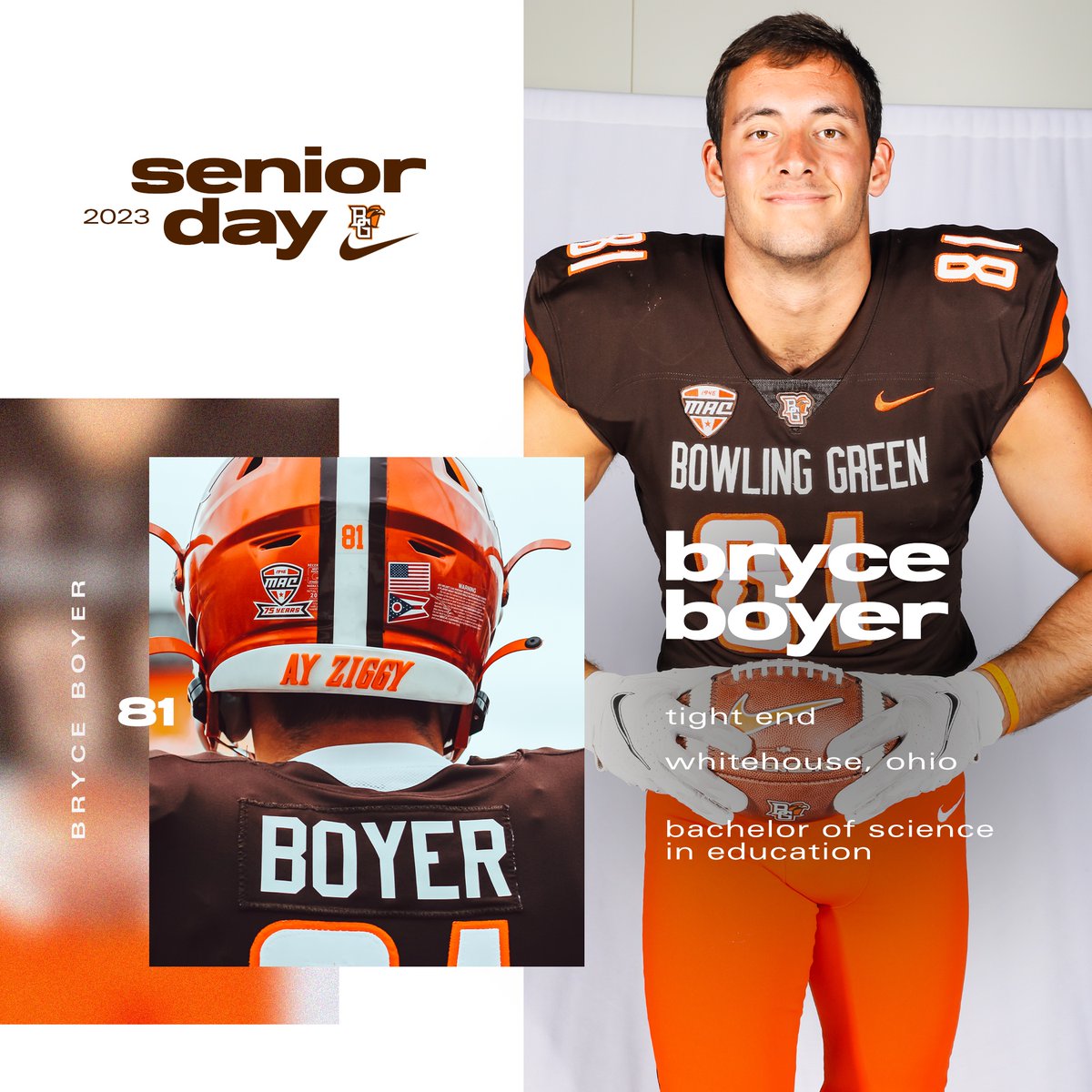 BG_Football's tweet photo. 𝗦𝗘𝗡𝗜𝗢𝗥
Bryce Boyer
Education
Whitehouse, OH
TE
Thank you, Bryce! @Bryce_Boyer47 https://t.co/mR9XbTG81H