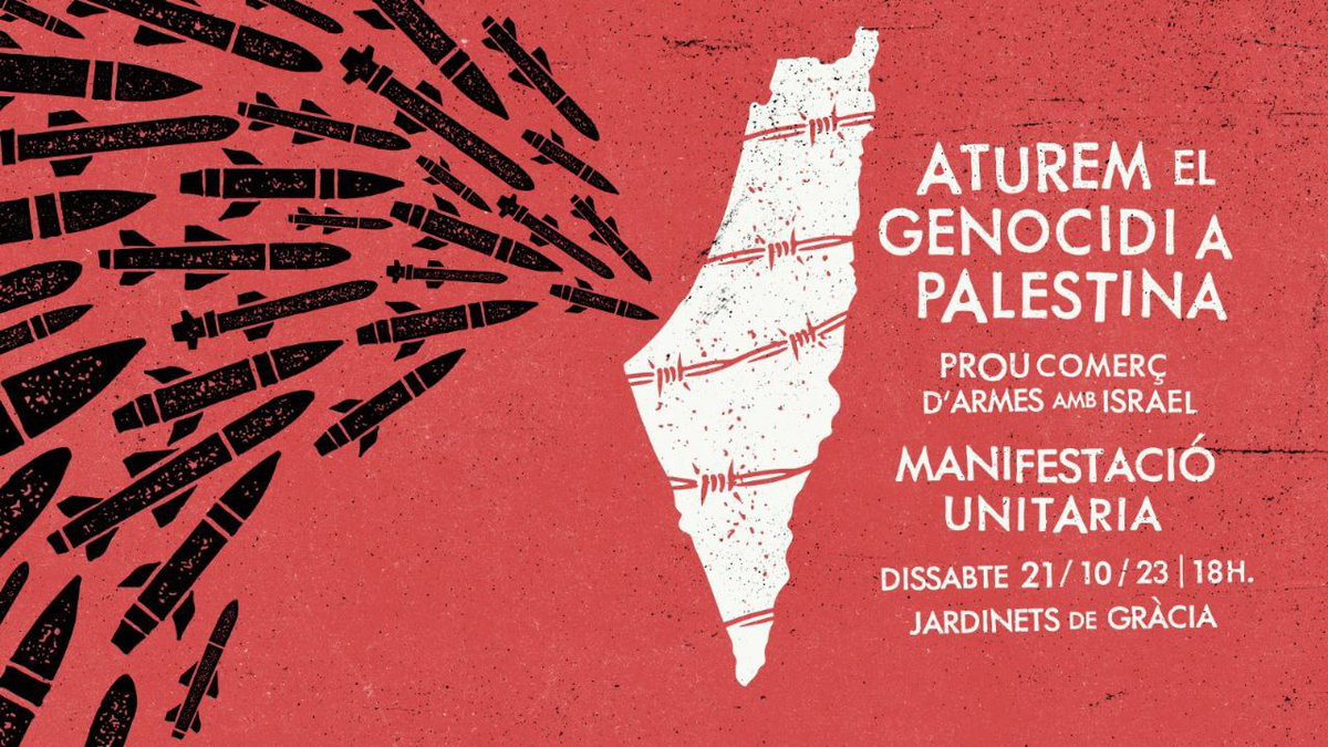 Manifestació ATUREM EL GENOCIDI A PALESTINA

Per la fi de l'apartheid contra el poble palestí, contra la política de neteja ètnica. 

📆 Dissabte 21 d'octubre
🕕 18h
📍 Jardinets de Gràcia

#AturemElGenocidi
#PalestinaLibre