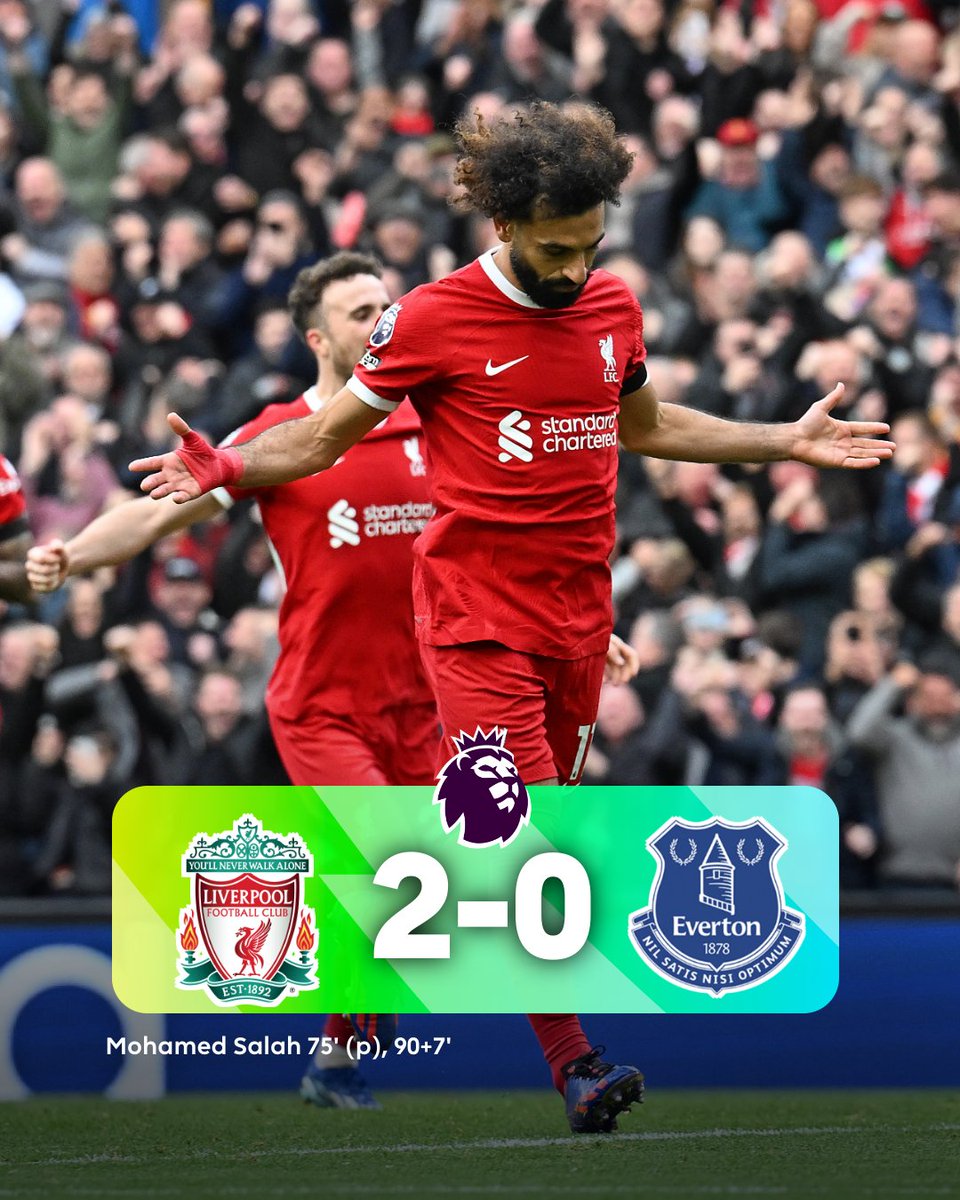 A <a href="/MoSalah/">Mohamed Salah</a> double sends Liverpool to the 🔝

#LIVEVE