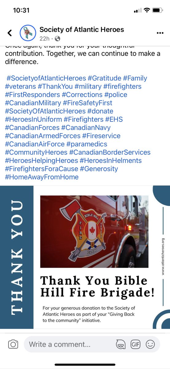 As part of our “Giving back to the Community” initiative we are pleased to support the Society of Atlantic Heroes and the very important work they do in providing accommodations for first responders when they need it in Halifax.