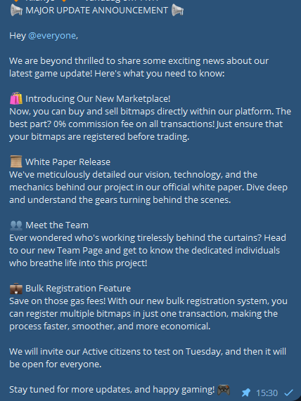 Excited news form Bitmap Empires!  🔥
Looking forward to start testing! 🤪

How become a Bitmap Empires active citizen?  
Be an active member in the Bitmap Empires discord!  
discord.gg/fewVZsCE

#BitmapEmpires #bitmap #bitmaps #btc #bitcoin #testing #gaming #crypto