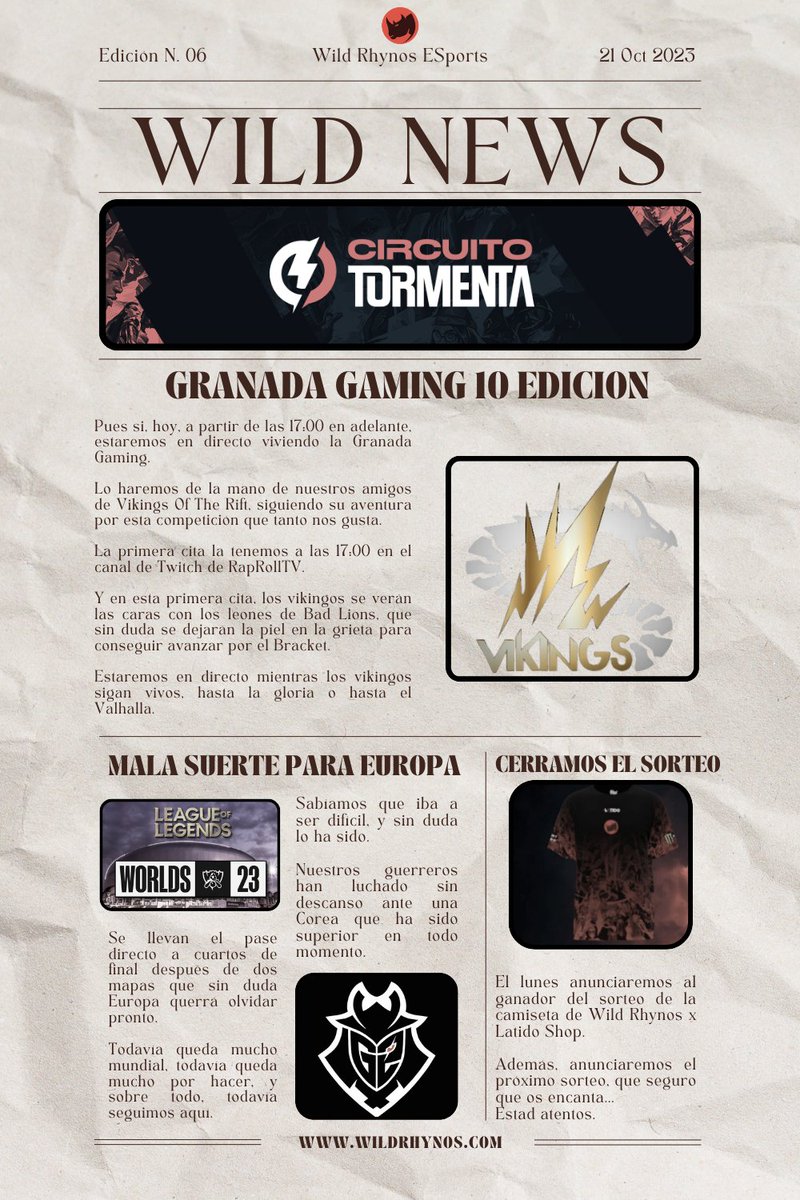 WildRhynos's tweet photo. 🔴 Wild News #06 🔴

• Hoy, Granada Gaming con nuestros amigos de @VikingsRift !!

• Mala suerte para Europa.
• Finaliza el sorteo.

Estaremos en directo a partir de las 16:35 en Twitch!

⬇️⬇️⬇️⬇️⬇️⬇️

https://t.co/h6Z0zrCAfa https://t.co/5M7FJmkcDa
