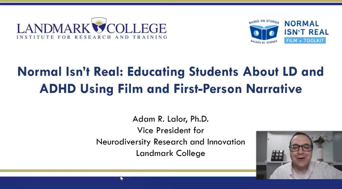 Today/Tmrw! Webinar: The Power of Film as a Teaching Tool, featuring <a href="/landmarkcollege/">Landmark College</a>'s Dr.Adam Lalor! See LeDerick Horne's story &amp; explore using film + content tools to teach ND students &amp; inform others about neurodiversity. #Neurodiversity Pls share! tinyurl.com/2p9j9mb7