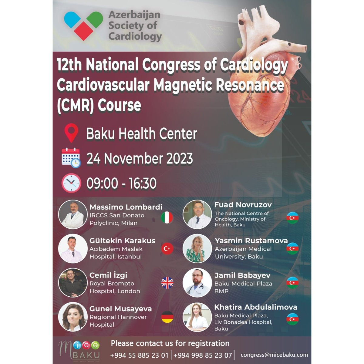 Do not miss the opportunity to attend the advanced #CMR course  by <a href="/AzeCardiology/">Azerbaijan Society of Cardiology</a> 
<a href="/Rahimov073/">Uzeyir Rahimov</a> <a href="/EACVIPresident/">EACVI President</a> <a href="/leylaelifsade/">LEYLA ELIF SADE</a> <a href="/papadocardio/">Konstantinos Papadopoulos</a> <a href="/IzgiCemil/">Cemil Izgi</a> <a href="/drozgeozden/">Özge Özden Kayhan</a> <a href="/islamliaysel/">Aysel ISLAMLI</a> <a href="/MehribanIsgand1/">Mehriban Isgandar</a> <a href="/DrHaniMahmoud/">Hani Mahmoud-Elsayed</a>