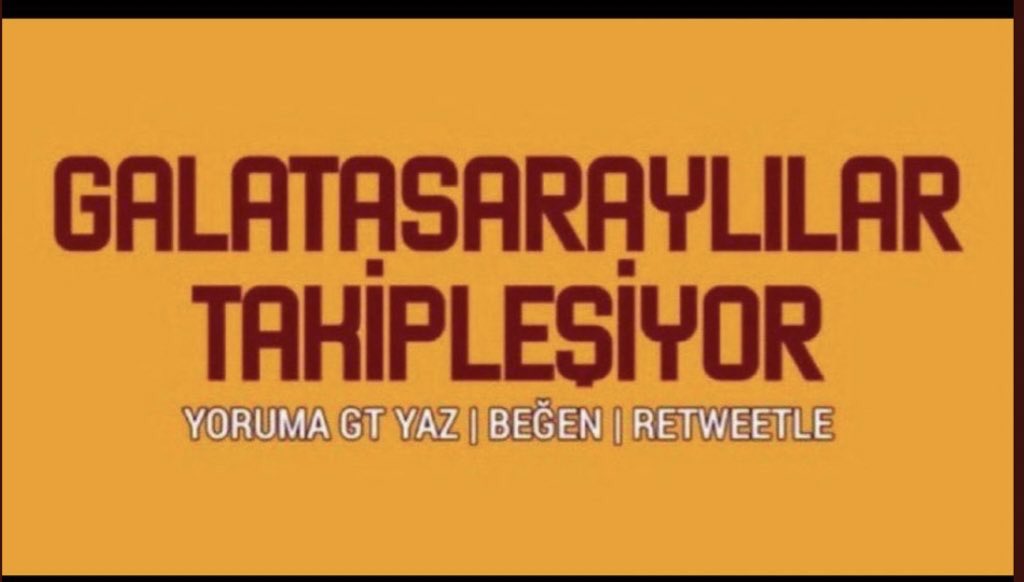 KÜÇÜK HESAP KALMASIN

🔥 REKOR TAKİPLEŞME BAŞLIYOR

🔥 HEP BİRLİKTE BÜYÜYEREK 

🔥 GALATASARAY KALEMiZİ
       KORUYALIM❤️💛

🔥 HERKESE ANINDA GT VAR🟨🟥

❌RT YAP 🎯
❌BEGEN 🎯
YORUM ATAN HERKESİ TAKİP EDEREK BİRLİKTE BÜYÜYELİM💛❤️