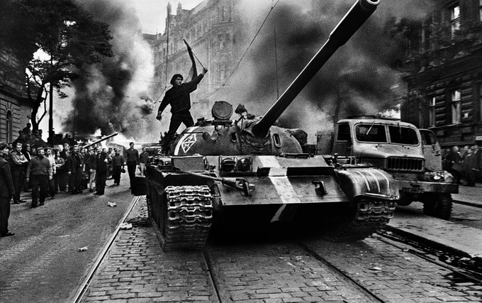 Public revolt during the Prague Spring, 1968.