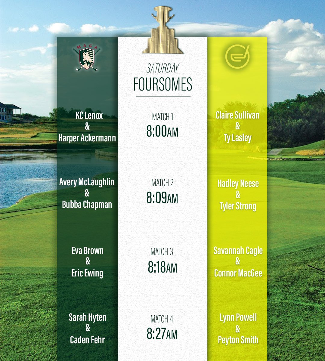MetAmateurGA's tweet photo. Good Morning ☀️ from the #MidAmericaJuniorCup! Starting of the Cup with the Foresomes at Falcon Lakes. https://t.co/V9wcdWjUX3