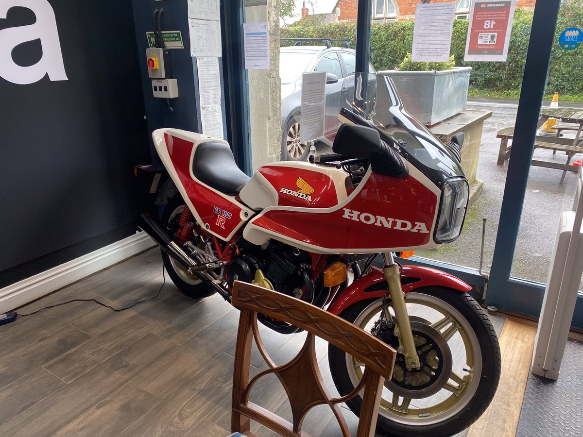 classicrider's tweet photo. Breakfast meeting in a cafe festooned with classic bikes! https://t.co/vSUmh1eoHw