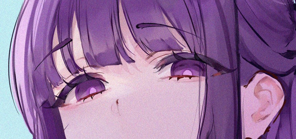 raiden shogun 1girl solo purple hair purple eyes looking at viewer bangs close-up  illustration images