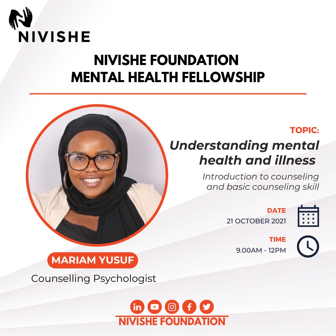 NivisheF's tweet photo. We just had our first session of Nivishe Mental Health Fellowship! Much gratitude to Ms @MariamYusuf745  for facilitating today's session on understanding mental health and illness. We are looking forward to the next!
#NivisheMentalHealthFellowship #NMFH #MentalHealth https://t.co/aM9qm8mVIz