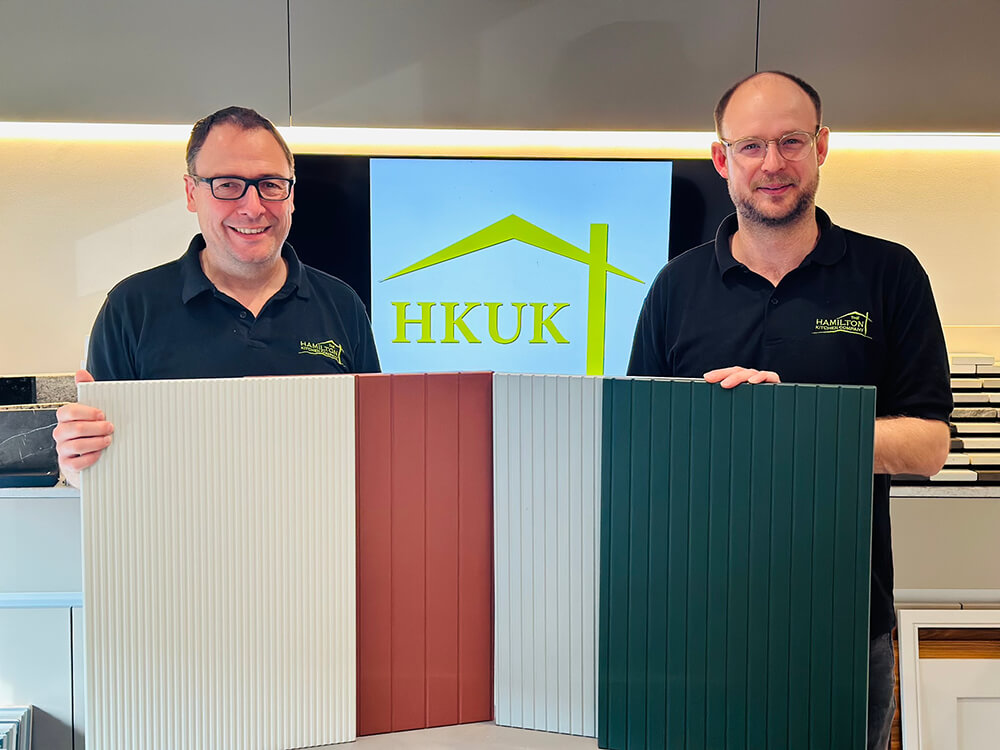 We've just received some samples of 4 new doors &amp; everyone in the office thinks they are gorgeous! The doors are (l-r):

- Olivia Door in Meadow Green
- Lena Door in Tuscan Red
- Aria in Fjord
- Mila in Evergreen

Available to view at our showroom now.