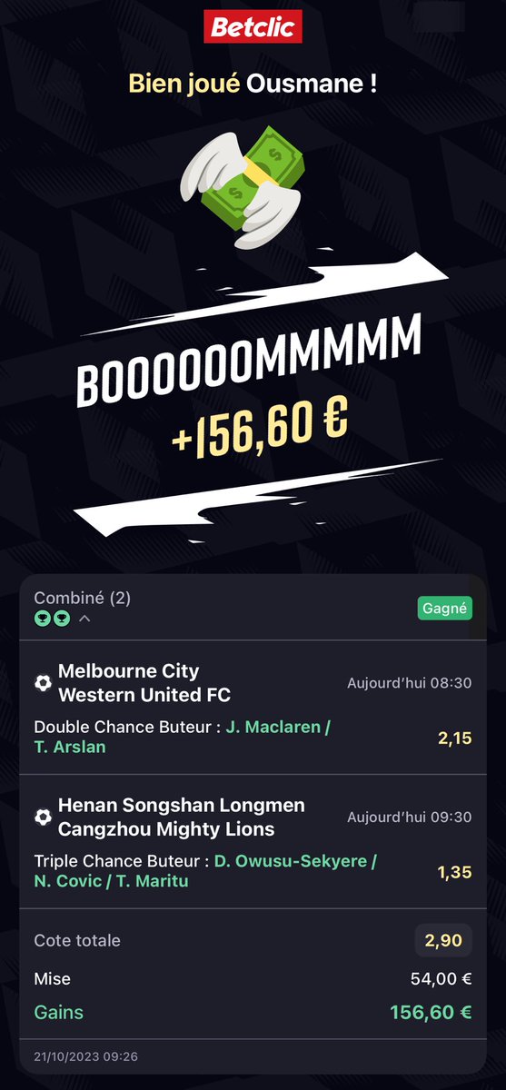 YousFoot's tweet photo. Merci ⁦@Betclic⁩ https://t.co/AUHKqUgkSX