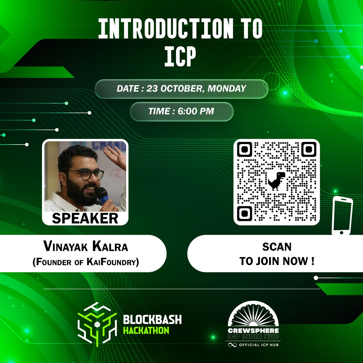 icphub_IN's tweet photo. Join us today for the BlockBash Workshop on 'Introduction to ICP’.
🗓️ 23rd October, 6 pm onwards.
💻 Link to join: https://t.co/Nsk4godieb
Ensure you are part of this event – it's not one to be missed!
#ICPhubs #Blockbash #Blockbasher https://t.co/tB7T65ZSKG