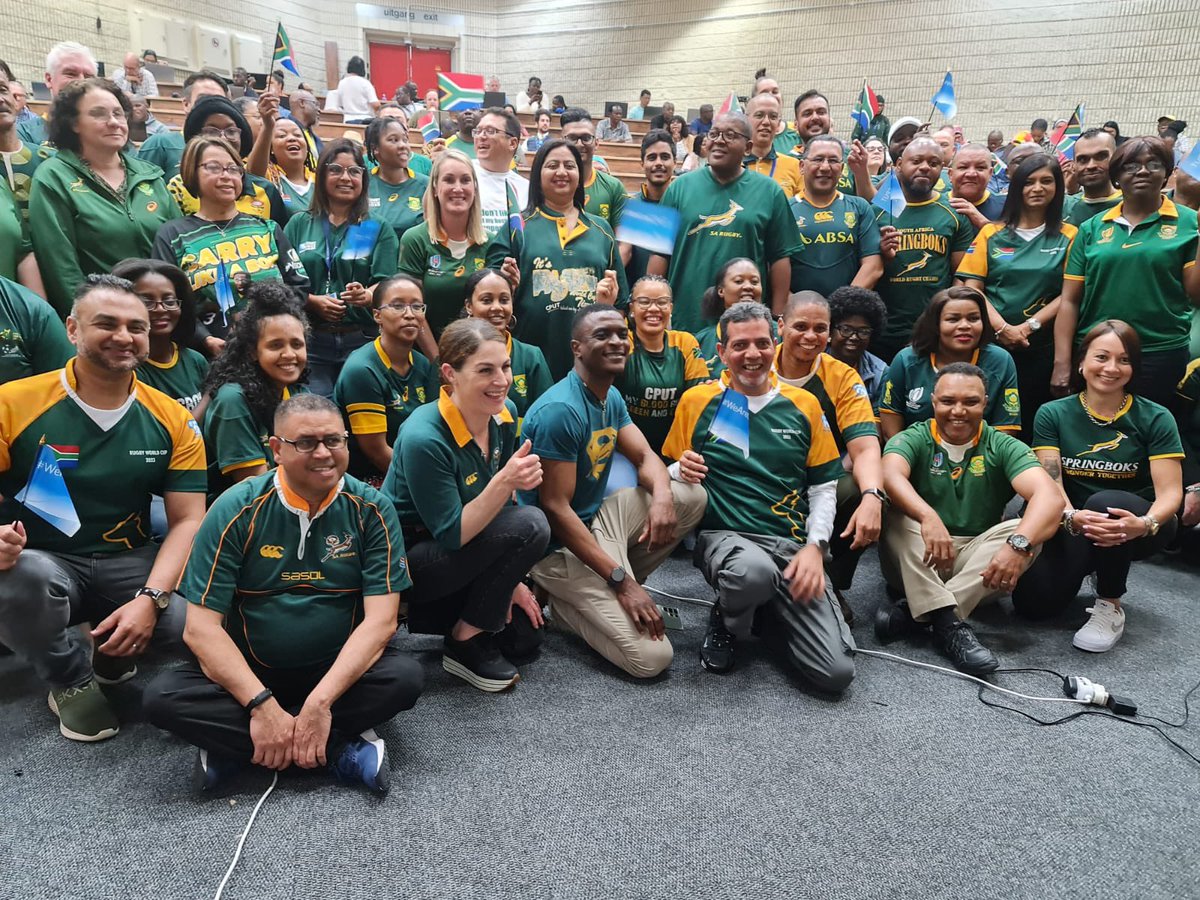 ChampionSAfrica's tweet photo. The Springboks mantra of #StrongerTogether is a key driver to build a champion nation. Shared by @CPUT #FacultyofBusinessandManagementSciences #FBMS @MandieRichards .
@Springboks @RassieRugby @SiyaKolisi @AshrafGarda
#Springboks
#ChampionSouthAfrica
#ChampionNation https://t.co/j2UpIRobss