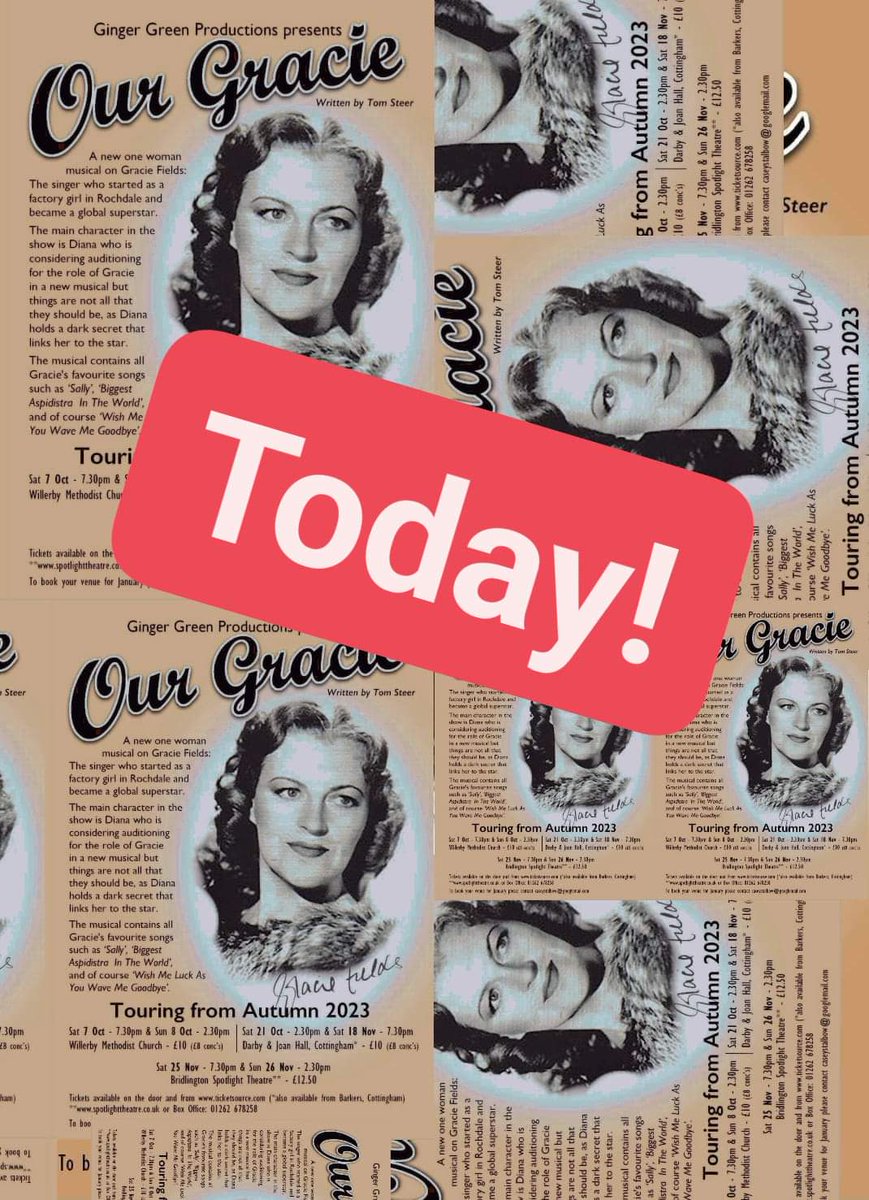See you all at TODAY Darby and Joan Hall Cottingham 
🕐2.30pm 
🎟 Tickets available on the door!
#hull #graciefields #singing #theatre #cottingham