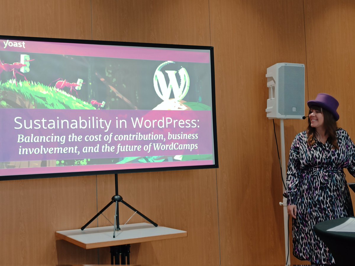 neringa_kav's tweet photo. @CaroleOlinger's talk on Sustainability in WordPress has a message to all single contributors and businesses! Didnt have a chance to see it? I'm sure it will be soon available on #WordPress TV (kudos to the team) ๐. Congrats Carole! โค๏ธ #WCDE @WordCampDE #TeamYoast https://t.co/3tacLuRPRg