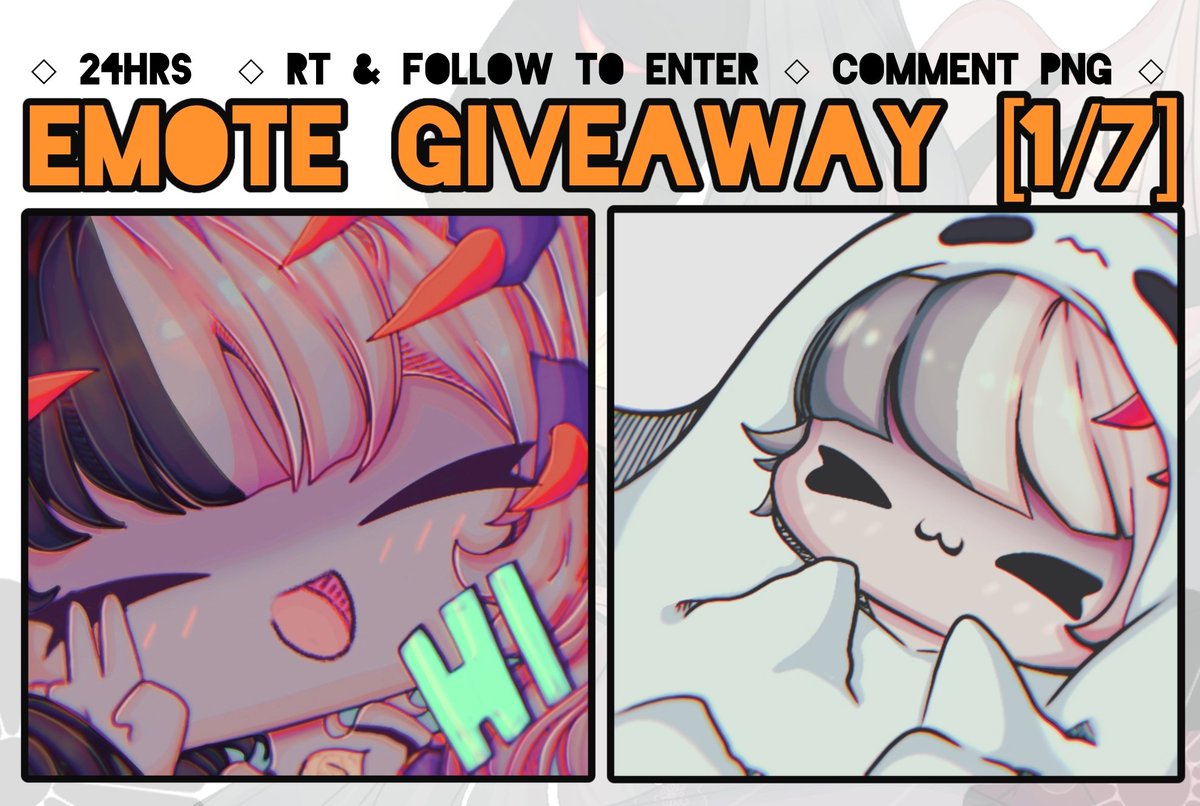 🧡 24 H R ▪︎ E M O T E ▪︎ G I V E A W A Y 🧡

           🤍 [ 1/7 ] To Enter : 🤍
👻 R T 
👻 F O L L O W 
👻 C O M M E N T ▪︎ P N G 

Ends tomorrow 11 A M #giveaway