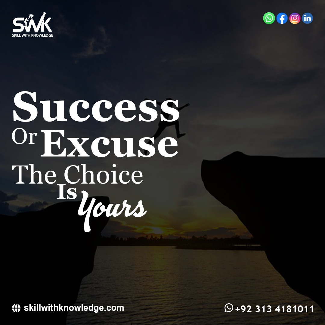 'Success or excuse, the choice is yours.' 🌟
#Motivation #NoExcuses #swk #joinswk #swkinstitute #SuccessOrExcuse #Choice #YourPath #Motivation #Achievement #Success #NoExcuses #Determination #Goals #HardWorkPaysOff