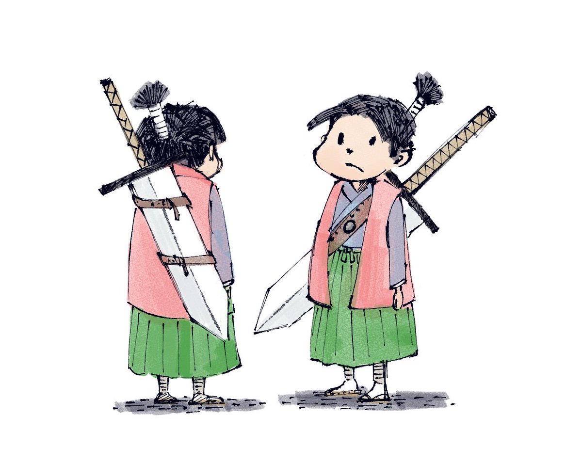 weapon sword weapon on back 1boy japanese clothes black hair hakama  illustration images