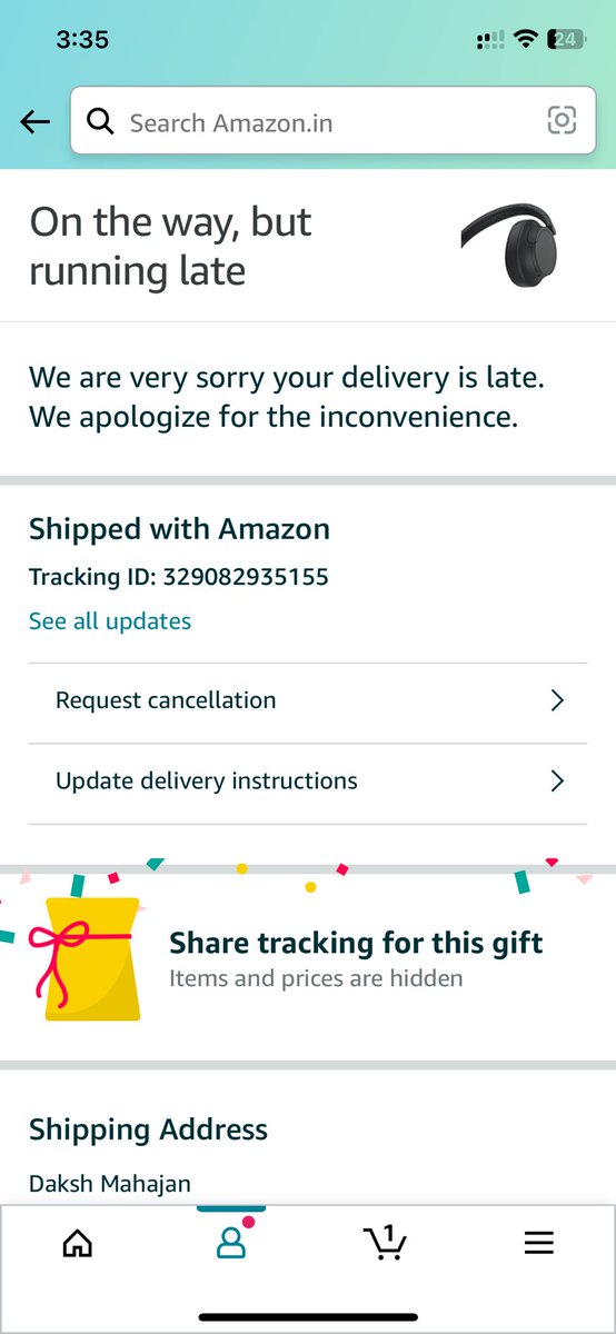 iamdaksh005's tweet photo. @amazonIN if you can’t deliver things. Stop the business and stop wasting our time. The service has become absolute shit in Pune these days. https://t.co/KBjKbOTeNh