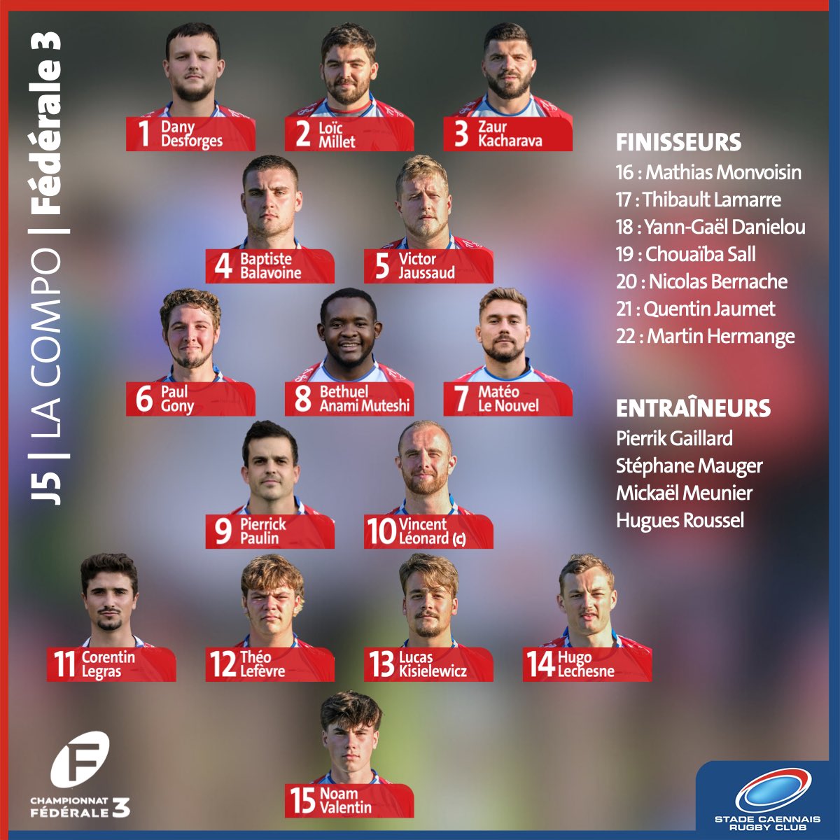 StadeCaennaisRC's tweet image. Voici La Compo de la J5 !

Découvrez l’effectif du SCRC pour ce déplacement dimanche face au @RCPlabennec 

Bon match à tous !

La Compo est présentée par Vassard OMB Immobilier, partenaire du Stade Caennais Rugby Club.
.
.
#rugby
#rugbyclub
#fed3
@sportacaen