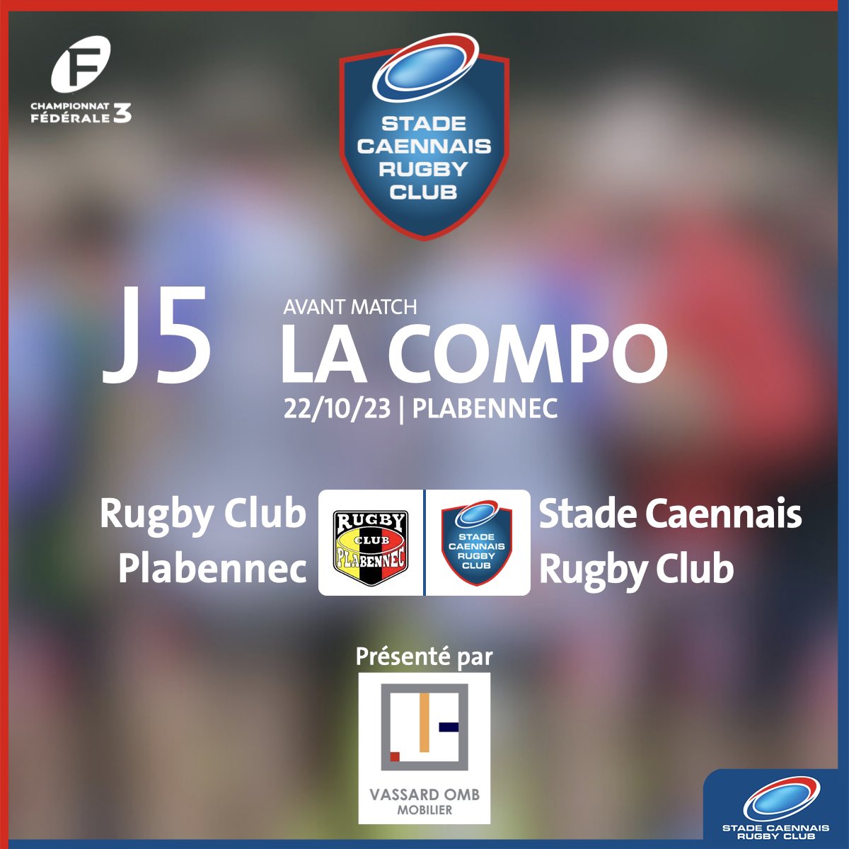 StadeCaennaisRC's tweet image. Voici La Compo de la J5 !

Découvrez l’effectif du SCRC pour ce déplacement dimanche face au @RCPlabennec 

Bon match à tous !

La Compo est présentée par Vassard OMB Immobilier, partenaire du Stade Caennais Rugby Club.
.
.
#rugby
#rugbyclub
#fed3
@sportacaen