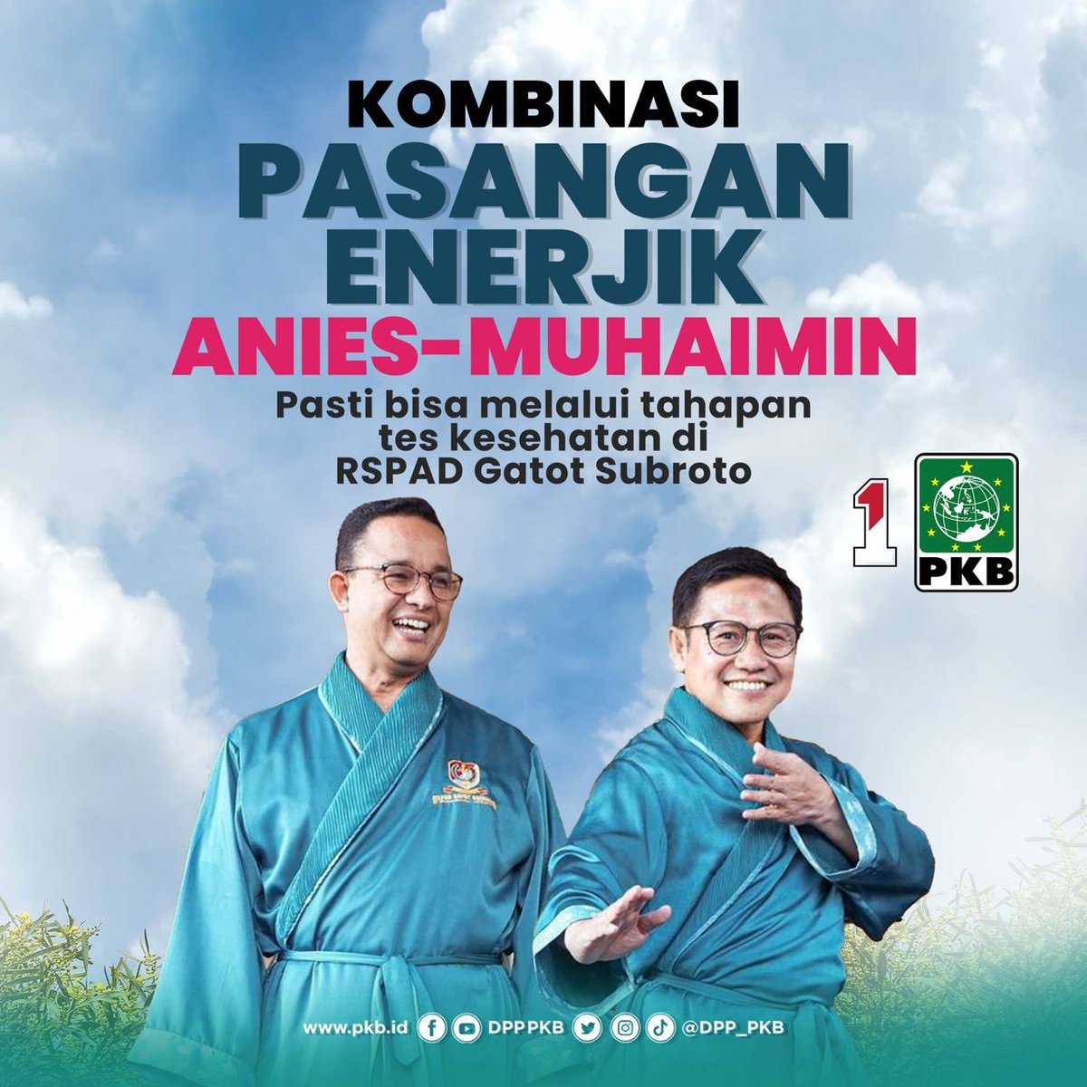 DPP_PKB's tweet photo. Anies - Muhaimin (AMIN) kombinasi pasangan enerjik ini pasti bisa melalui tahapan tes kesehatan untuk syarat awal Capres-Cawapres. 

#AMINkanIndonesia
#AniesMuhaimin2024 https://t.co/rwxnakv5NT