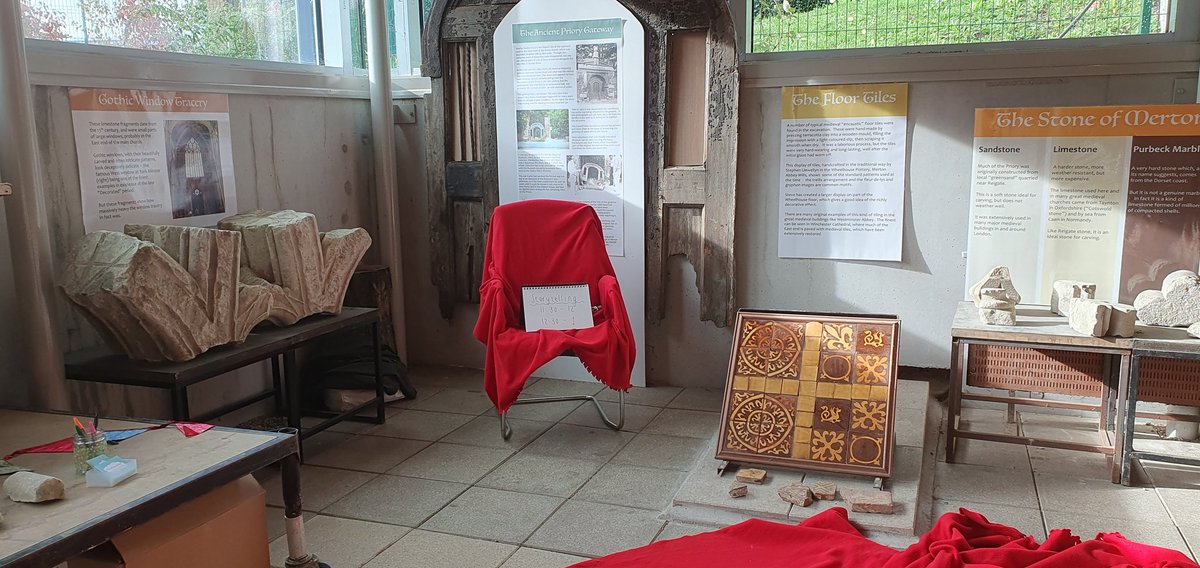 My home for today. We're tucked away under the A24 in Merton Abbey Chapter House for Medieval Tales, Mosaics and a beautiful Medieval Wall. #nationaltrust #storytelling
