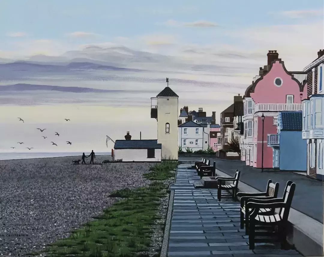 Aldeburgh Beach during the fading light of the last hour of the day🌅 Canvas painting titled "Off Season" 

Prints are available from my Etsy Store👇🏻
Etsy.com/uk/shop/TomCri…
#aldeburgh #art