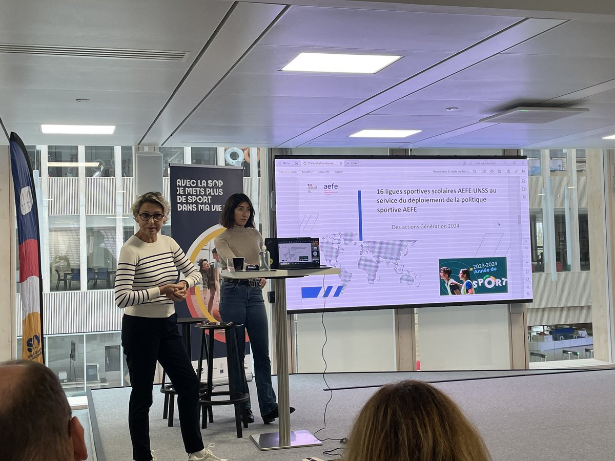 Intervention de <a href="/MarieCLefranc/">Marie Lefranc</a> de l’ <a href="/aefeinfo/">AEFE</a> dans le cadre du séminaire Ambassadeurs #SOP2024 .
<a href="/AdriDeprez/">Adrien Deprez</a> <a href="/TonyEstanguet/">Tony Estanguet - OLY</a> <a href="/Emmline14/">Emmeline NDONGUE</a>