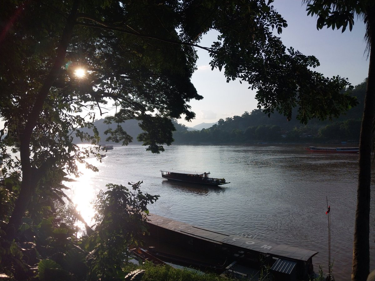 What better way to relax, than by the banks of the Mekong in Luang Prabang at sunset #laos