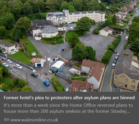 Former hotel under 'blockade' from protesters despite asylum seeker plans being binned 
#wales #asylumhotels #peoplepower walesonline.co.uk/news/wales-new…