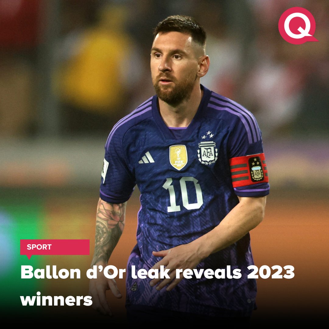 theQonversation's tweet photo. #sport 
The 2023 Ballon d’Or winner is said to be Lionel #Messi, according to a significant leak from the renowned #football awards. Find out more:
https://t.co/6O7iSmb9s9 https://t.co/wc50Ni4Sj9