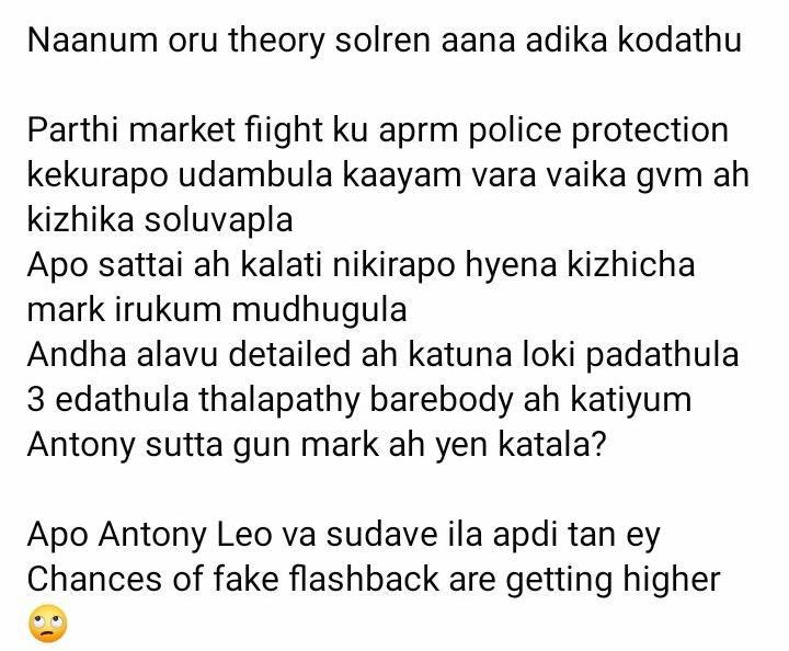 kazhakathozhan's tweet photo. Oru Vela irukummo 🙄 #Leo #Leostory https://t.co/NqrrH8yoHf