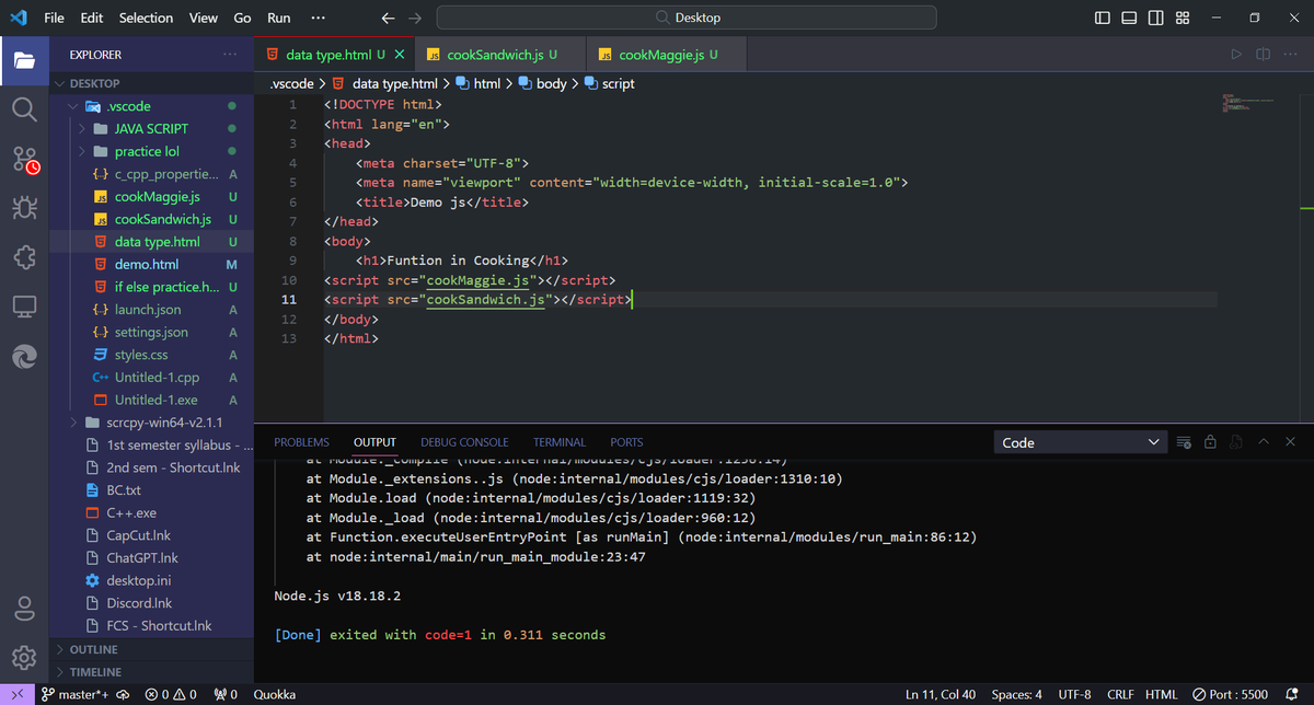a9raggg_'s tweet photo. Day 3
Learning #javascript
1. Function
2. Strings
3. Basics reference of DataType
#CodingJourney #coderhub https://t.co/824Klv7ZIh