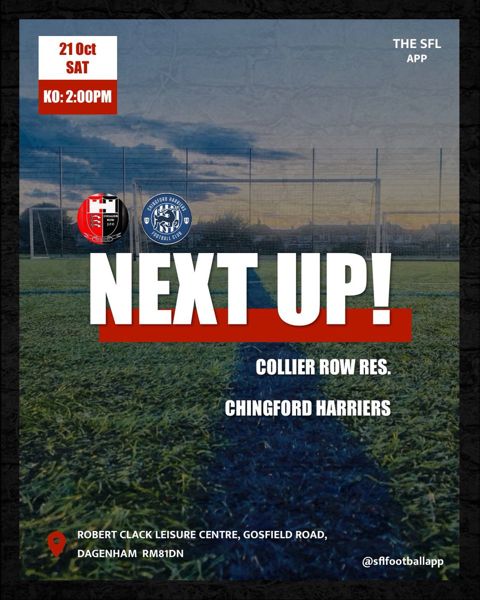 Gameweek 6 of the <a href="/EssexAllianceFL/">Essex Alliance FL</a> for the lads today as we host @ChingHarriers. Ready for a good game and looking to continue our good run of form that currently see’s us sitting second in the table - UP THE ROW 🔴⚫️