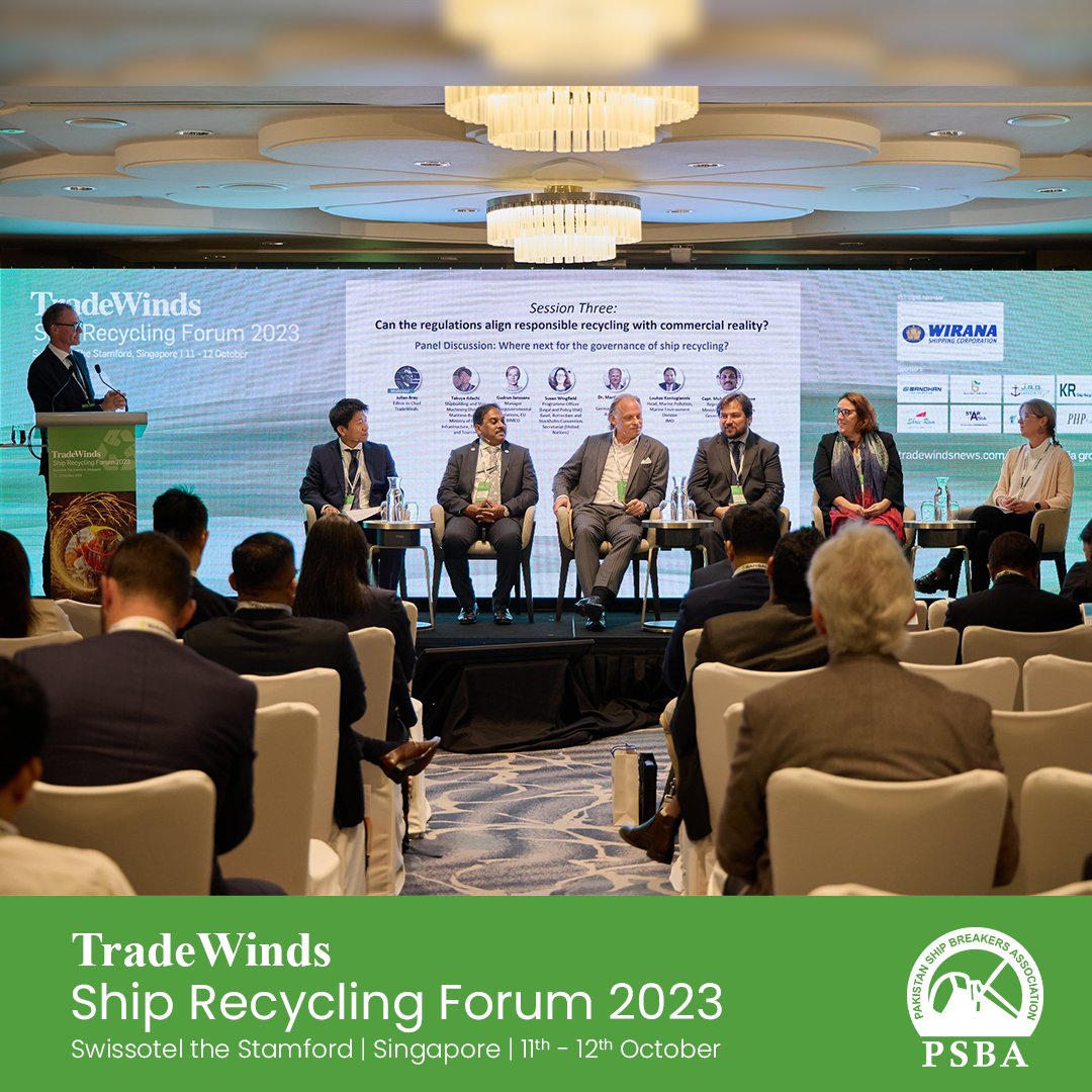 PsbaOfficial's tweet photo. The Trade Winds Ship Recycling Forum 2023 held at the Swissotel The Stamford, Singapore, on October 11th and 12th, 2023, was a pivotal platform for insightful discussions on the ship recycling industry. The PSBA delegation played a significant role in this event.

#TradeWinds2023 https://t.co/NbYzM4MEmz