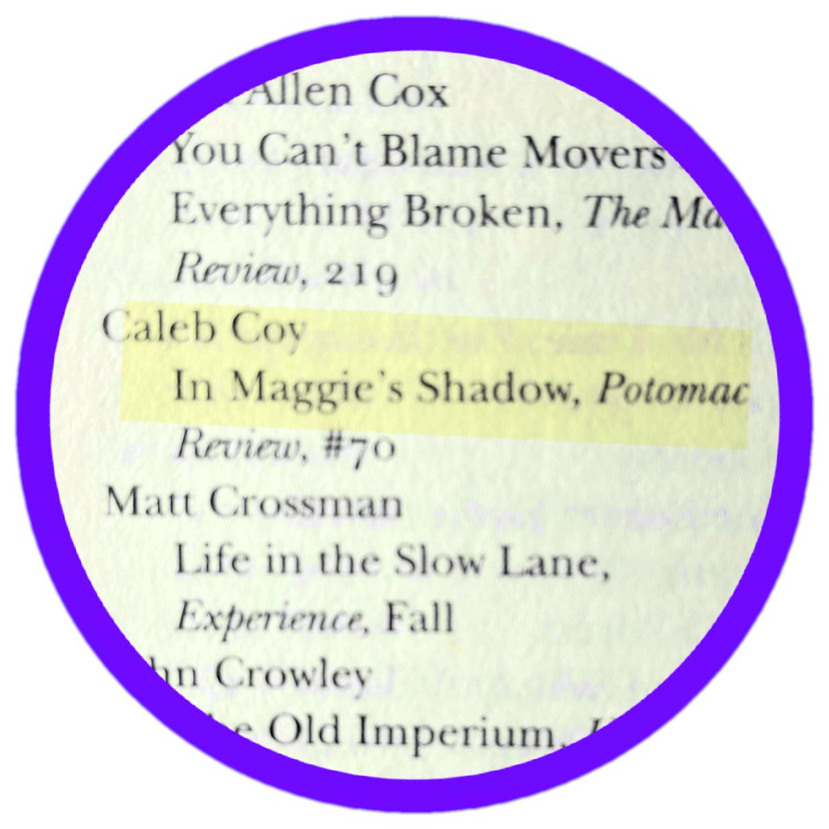 Potomac Review (@potomacreview) on Twitter photo So happy that <a href="/CalebCoyGuard/">Caleb Coy Guard</a> 's "In Maggie's Shadow" has been honored as Notable in Best American Essays. Congratulations Caleb! So happy that <a href="/CalebCoyGuard/">Caleb Coy Guard</a> 's "In Maggie's Shadow" has been honored as Notable in Best American Essays. Congratulations Caleb!