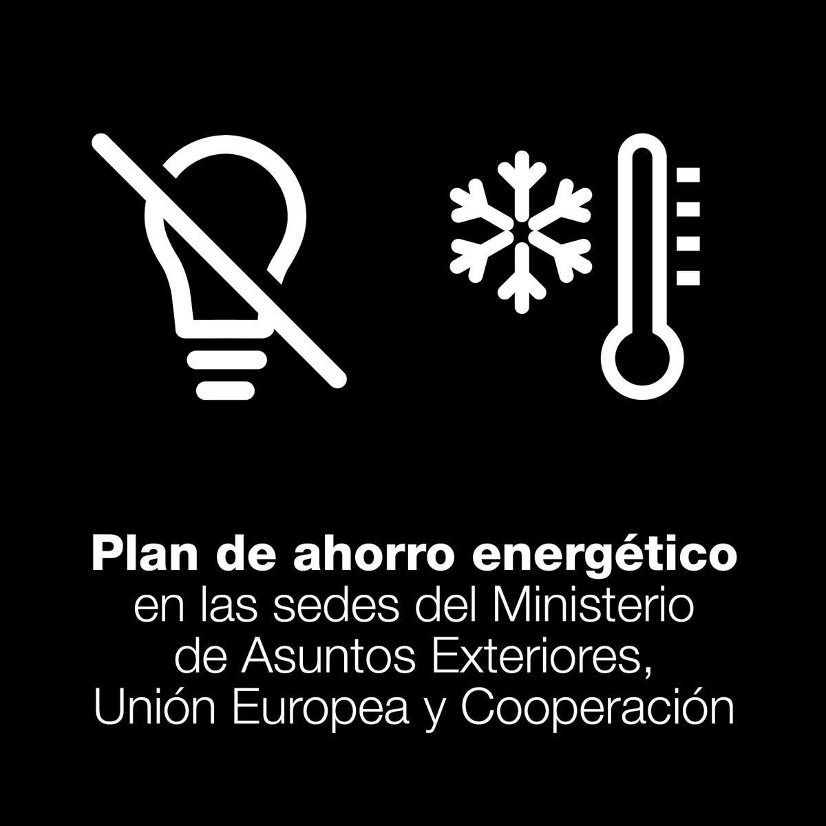 MAECgob's tweet photo. ¡Hoy celebramos el Día Mundial del Ahorro de Energía!

En todas las sedes @MAECgob se aplican las medidas del Plan de Ahorro Energético:

🔌 Apagado de luces nocturno.
🌡️ Climatización inteligente.
☀️ Placas fotovoltaicas en cubierta.
💡 Luces y puertas con sensores de presencia. https://t.co/w8RXOii5nJ